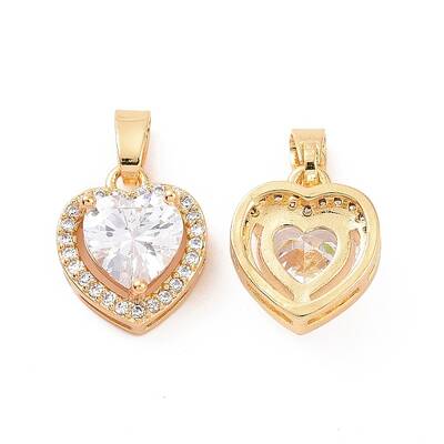 Brass Micro Pave Clear Cubic Zirconia Charms
