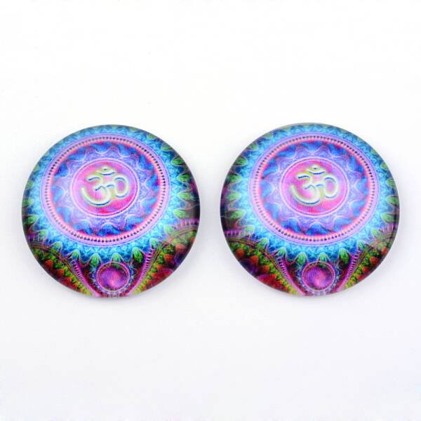 Yoga Theme Glass Cabochons