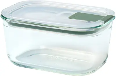 Mepal EasyClip glass food container, Nordic Sage color, 450 ml