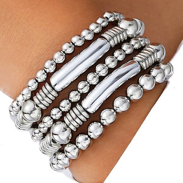 5Pcs CCB Beaded Stretch Bracelets