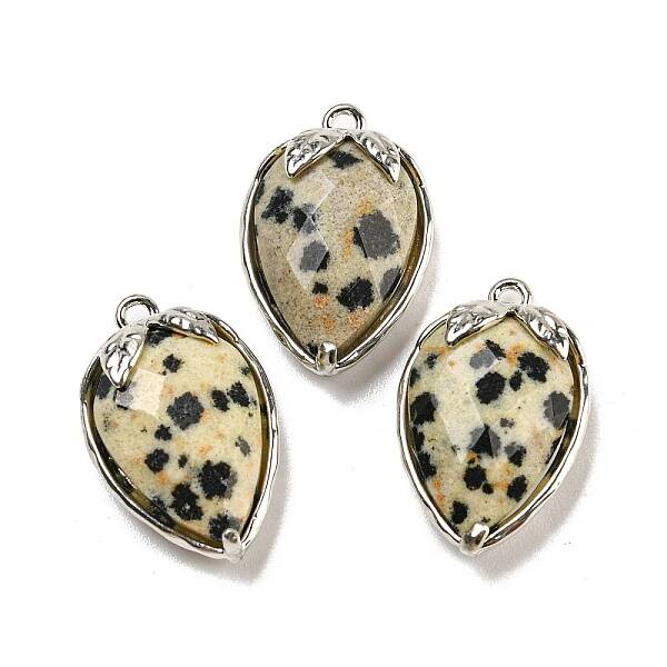 Natural Dalmatian Jasper Faceted Pendants