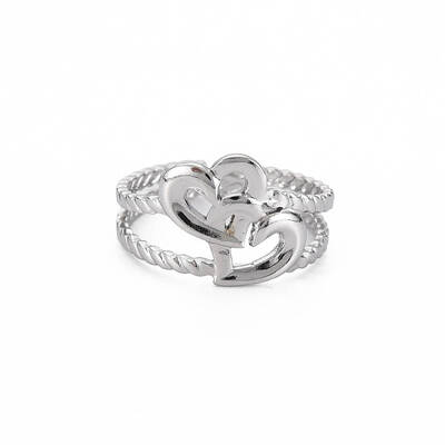 Non-Tarnish 304 Stainless Steel Interlocking Heart Cuff Ring