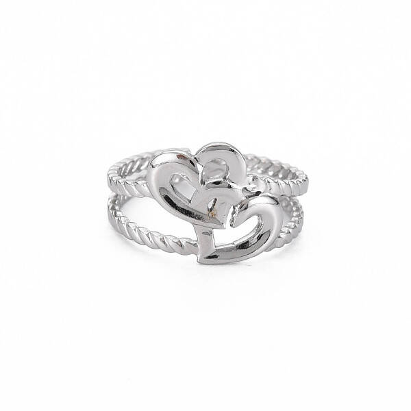 Non-Tarnish 304 Stainless Steel Interlocking Heart Cuff Ring
