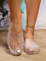 Women's Transparent Slides, Fashionable Breathable Non-slip Slides for Indoor & Outdoor Wear, Casual Comfortable Home Slipper...