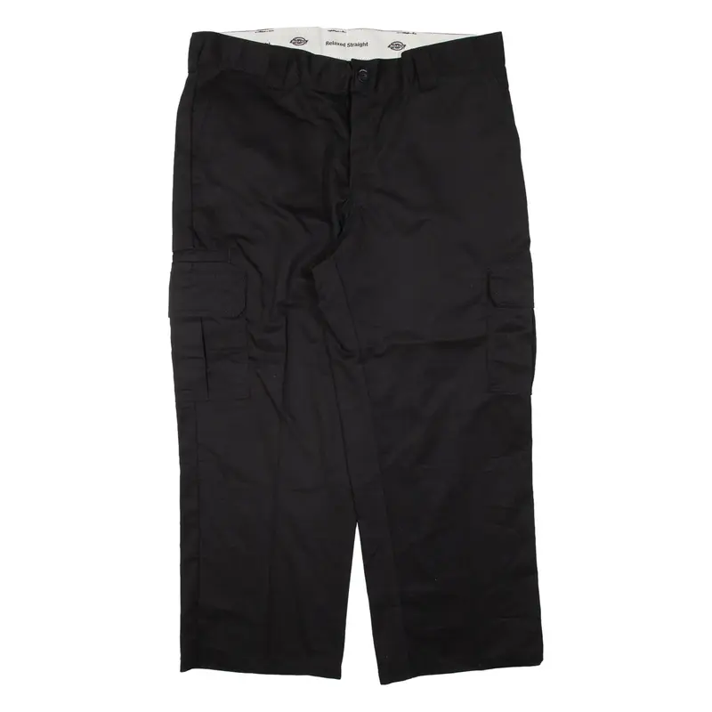 DICKIES Cargo Workwear Mens Trousers Black Relaxed Straight W38 L26
