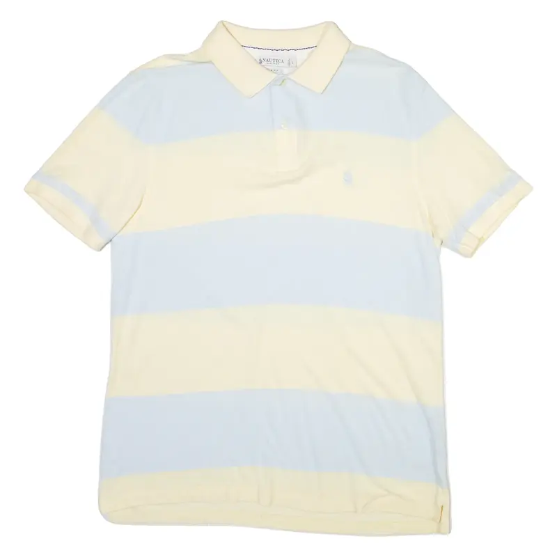 NAUTICA Slim Fit Mens Polo Shirt Yellow Striped L