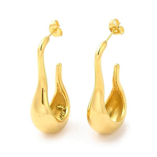 Golden 304 Stainless Steel Stud Earrings