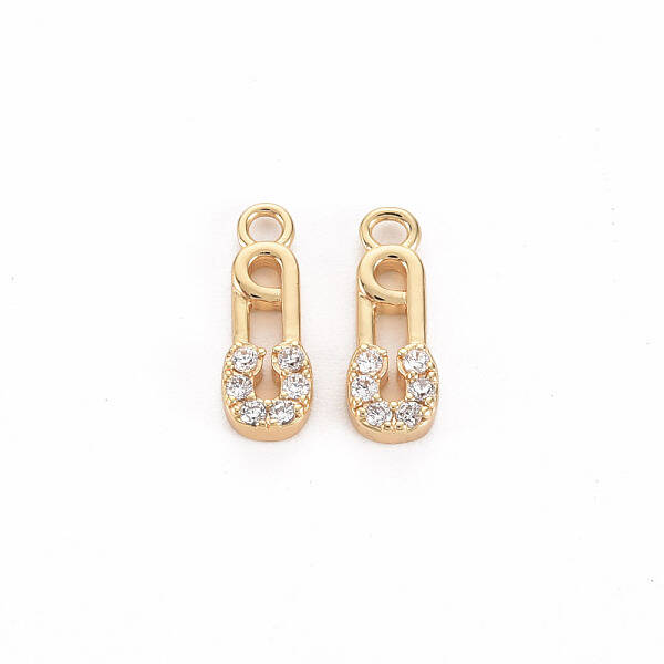 Brass Micro Pave Clear Cubic Zirconia Charms