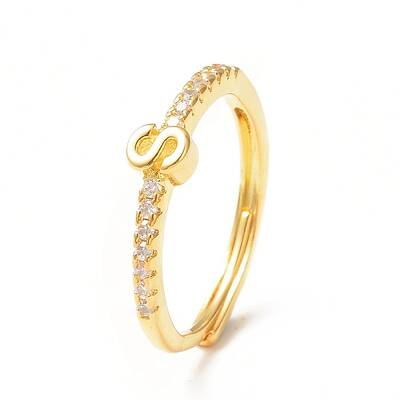 Clear Cubic Zirconia Initial Letter Adjustable Ring