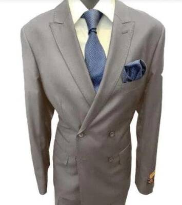 Four Button Double breasted Suit - Gray Slim Fi Suits Double Breasted Suit