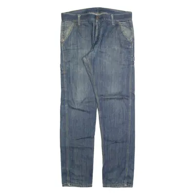 CARHARTT Lincoln Single Knee Mens Jeans Blue Slim Tapered Stone Wash W30 L32