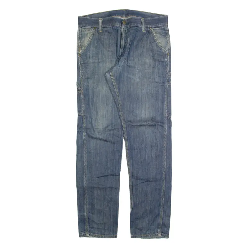 CARHARTT Lincoln Single Knee Mens Jeans Blue Slim Tapered Stone Wash W30 L32
