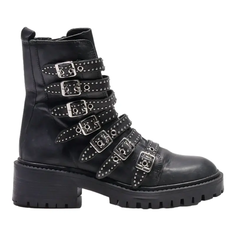 ZARA Biker Boots Black Synthetic Womens UK 6