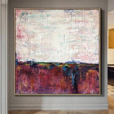 Abstract  Acrylic Painting On Canvas Original Large Red Painting White Painting Texture Art | CRIMSON LAKE