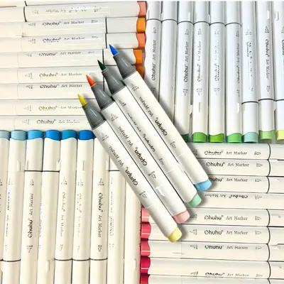 Ohuhu 4-Pack Mystery Palette of Ohuhu Honolulu Alcohol Art Markers with High-Quality Double-Tip Markers, Fan-Favorite Brush T...