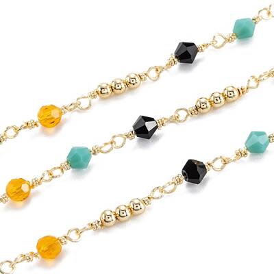 3.28 Feet Handmade Brass Beaded Chain