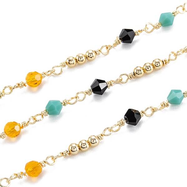 3.28 Feet Handmade Brass Beaded Chain