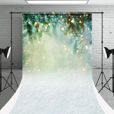 Winter Pine Snow Bokeh Photography Sweep Backdrop - Aperturee