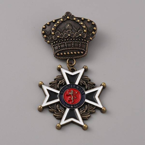Crown & Cross Zinc Alloy Pendant Lapel Pin