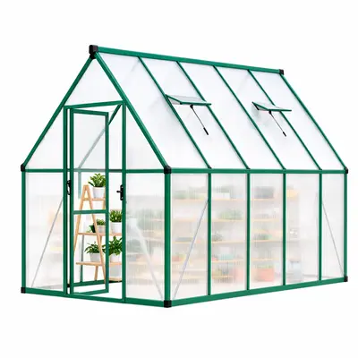 Garvee Heavy Duty Polycarbonate Greenhouse Kit - Large 6x11 FT Walk-In Outdoor Greenhouse with Aluminum Frame, Roof Vent, Qui...