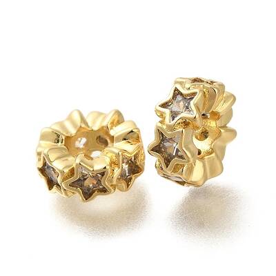 Brass Micro Pave Cubic Zirconia Beads