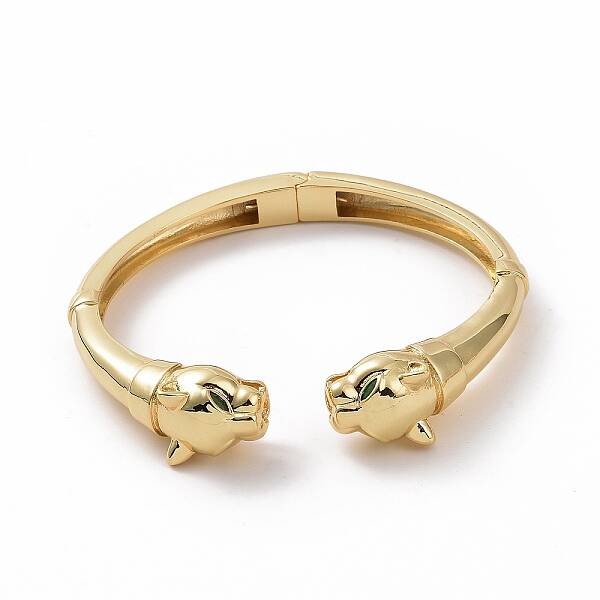 Green Cubic Zirconia Leopard Open Cuff Bangle