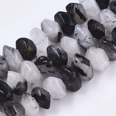Natural Black Rutilated Quartz Beads Strands