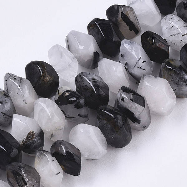 Natural Black Rutilated Quartz Beads Strands