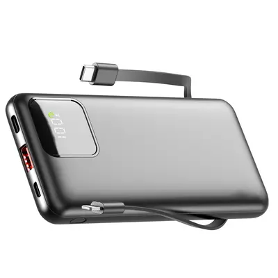 10000mAh Power Bank with Built-in Cords, 22.5W Fast Charging, Slim Travel Battery Pack for iPhone, Android, S...