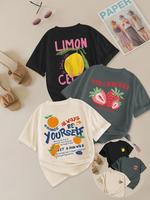 Women's Fruit Print Round Neck Tee, Casual Short Sleeve Crew Neck T-shirt for Summer, Fashion Women's Top for Daily Wear, Wom...