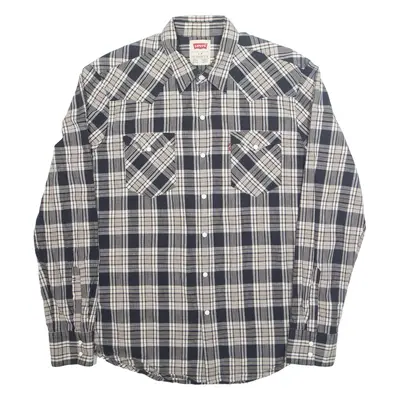 LEVI'S Mens Shirt Blue Check Long Sleeve L