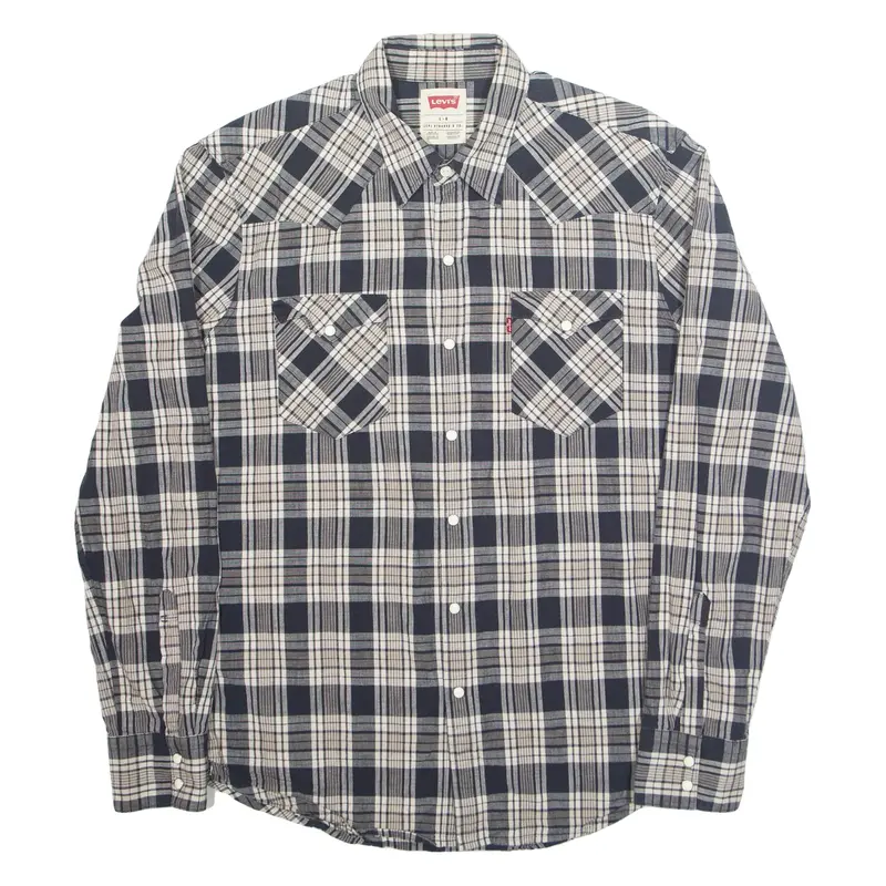 LEVI'S Mens Shirt Blue Check Long Sleeve L