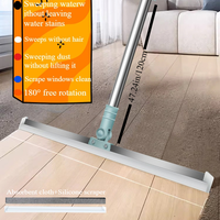 3-in-1 Magic Broom with Scraper and Rubber Broom - 180° Rotating Silicone Head, Retractable Metal Handle, Convenient for Cle...