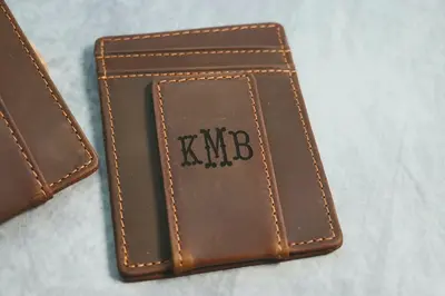 Personalized Leather Magnetic Money Clip