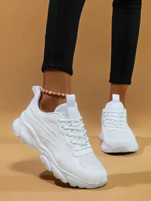 Women's Fashionable Lace Up Low Top Sneakers for Summer, Casual Soft Comfortable Breathable Sports Shoes, Matching Simple Des...