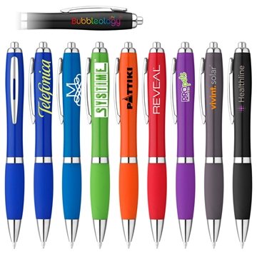100 Customized Curvy Cloud Plastic Ballpoint Pen - Rubberized Grip ...
