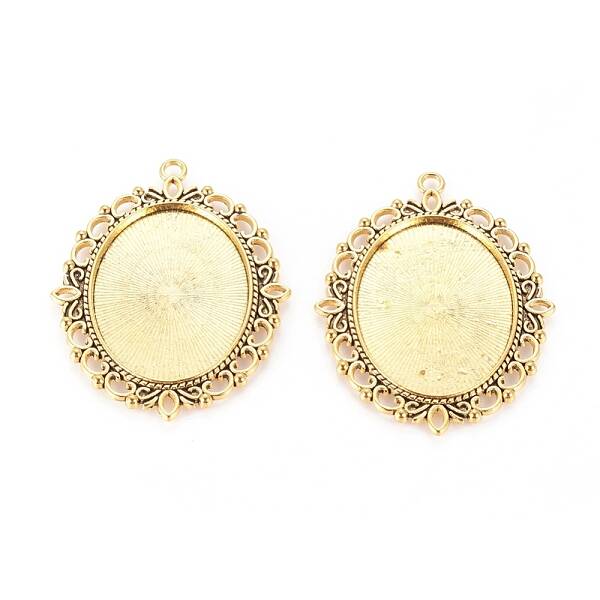 Tibetan Style Oval Pendant Cabochon Settings