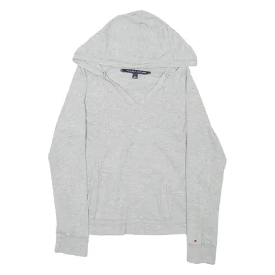 TOMMY HILFIGER V-neck Mens Grey Hoodie L