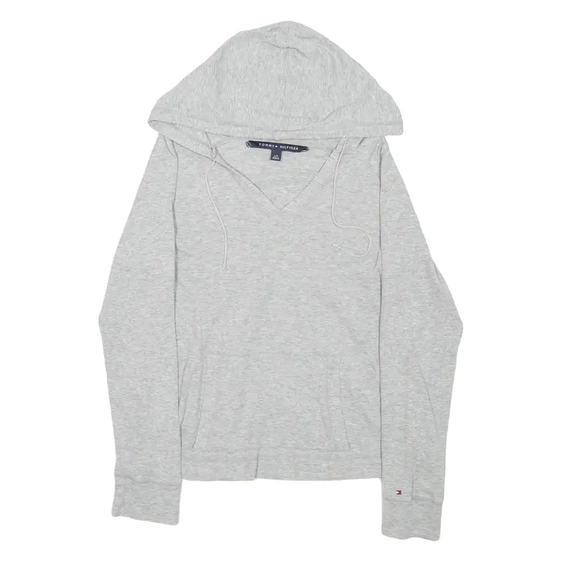 TOMMY HILFIGER V-neck Mens Grey Hoodie L