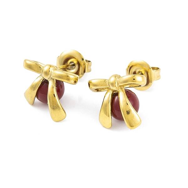 Ion Plating(IP) 304 Stainless Steel Enamel Stud Earrings for Women