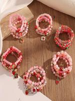 Cute Strawberry & Letter Design Beaded Bracelet, Fashion Jewelry for Party, Daily Clothing Decor, Trendy All-match & Exquisit...