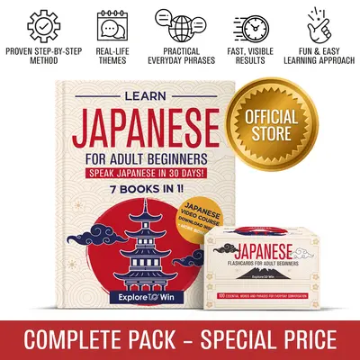 Learn Japanese for Adult Beginners: 7 Books in 1 + 100 Flashcards: Speak Japanese In 30 Days!
