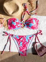 Women's Floral Print Bikini Set, Casual Fashion Cut Out Swimsuit for Beach Holiday Vacation, Ladies Swimwear for All Seasons,...