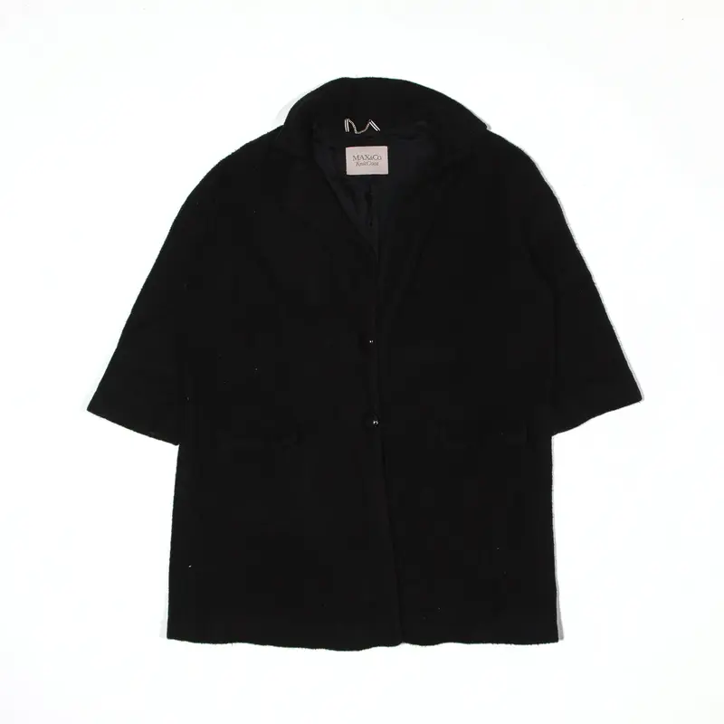 MAX & CO Wool Blend Coat Black Relaxed Knit Womens M