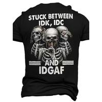 [3D Digital Skeleton Pattern T-shirt] Stylish Design Men's 3D Digital Skeleton Pattern And Letter Print Crew Neck And Short S...