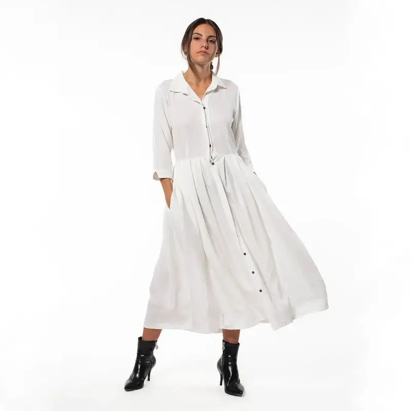 Athena Eco Midi Dress | Color: Cream | Size: L