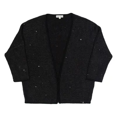 REISS Louisa Womens Cardigan Black Tight Knit 3/4 Sleeve S