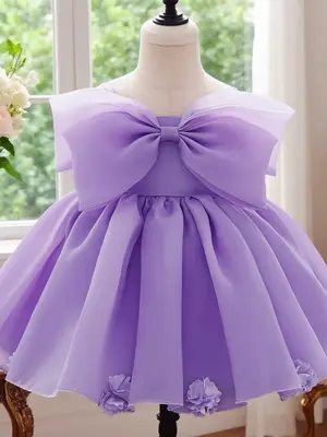 Baby Girl Pink Sweet Dress with Big Bow Design Young Girl Dress Fashionable and Textured Girl's Clothing Suitable for Parties...