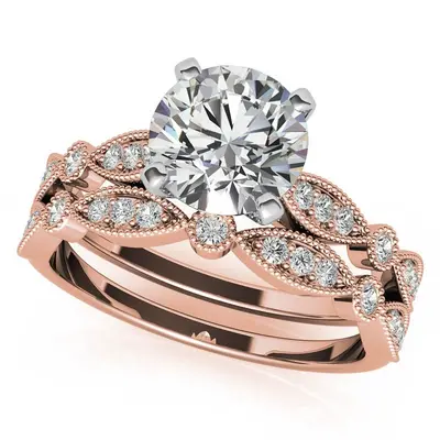 0.5 CT 14K Rose Gold Plated Sterling Silver Moissanite Personalized Engraving Engagement Ring