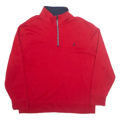 NAUTICA Mens Sweatshirt Red 1/4 Zip XL